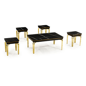 Rosse Metal Mobilya Modern Metal Marble <b>Nesting</b> Coffee <b>Table</b> Set Living Room Furniture Turkey - Product Image 3