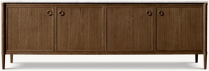 Meuble TV de salon en bois massif de style américain avec console de contrôle multimédia et rangement - Product Image 3