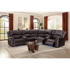 Sofá Reclinable Moderno de Tres Plazas, Conjunto de Sofás para Sala de Estar, Muebles para el Hogar de Alta Calidad, Sofá Seccional de Cuero Sintético - Product Image 3