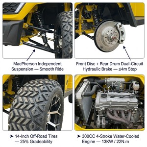Voiturette de golf à essence 6 places, <span class=keywords><strong>moteur</strong></span> 300CC refroidi par <span class=keywords><strong>eau</strong></span>, configuration 4+2, 45 km/h, propulsion arrière, pneus tout-terrain, OEM/ODM, voiturette de golf personnalisée - Product Image 3