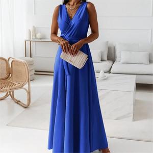 Gaun Maxi gaya antik wanita, gaun pesta seksi kasual UNTUK musim semi, musim panas, pinggang elastis, gaun malam pernikahan - Product Image 4