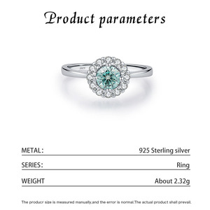 S925 Sterling Silver Ocean Blue Zircon Sunflower Halo <b>Ring</b> 2026 Viral Luxury Engagement Silver Fashion Finger <b>Ring</b> - Product Image 5