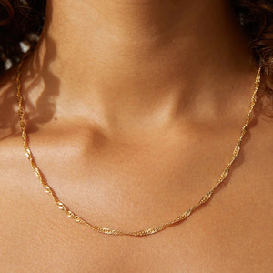 Collares de Cadena de Acero Inoxidable Antideslustre de 2mm con Diseño de Onda de Agua, Cadenas Largas de Oro de 18k, Diseños de Moda, Collares de Cadena Estilo Singapur - Product Image 6