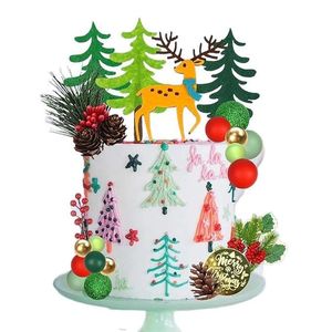ชุดตกแต่งเค้กคริสต์มาส22ชิ้นพร้อมกวางเรนเดียร์และต้นสนสำหรับวั<span class=keywords><strong>น</strong></span>หยุดฤดูห<span class=keywords><strong>น</strong></span>าวคัพเค้กท็อปเปอร์ตกแต่งโต๊ะของหวา<span class=keywords><strong>น</strong></span>แบบทำมือ - Product Image 5