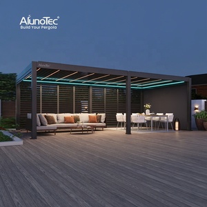 AlunoTec Ngoài Trời Nhôm Tán Treo Tường Không Thấm Nước Louver Mở Mái Che Cơ Giới Pergola Gazebo - Product Image 6