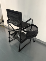 Chaise de maquillage en alliage d'aluminium, portable, pliable, multifonctionnelle, chaise de coiffure, chaise de réalisateur d'extérieur à dossier haut noir