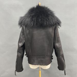 <span class=keywords><strong>Blouson</strong></span> Double Face noir en cuir véritable pour <span class=keywords><strong>femme</strong></span>, Design de qualité supérieure, en peau de <span class=keywords><strong>mouton</strong></span>, <span class=keywords><strong>aviateur</strong></span>, vente en gros, - Product Image 3