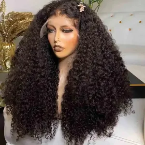 Peluca brasileña de cabello natural Paquetes de cabello humano hechos de Pixie rizado prearrancado 13*4 Peluca de encaje frontal completo para mujer