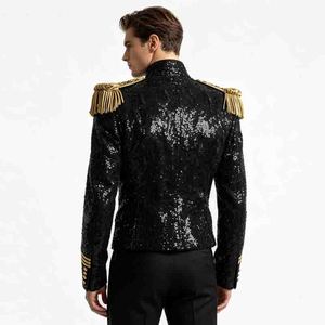 Veste à paillettes style danse de scène pour <span class=keywords><strong>homme</strong></span>, avec franges dorées aux épaules, en polyester et rayonne, costumes d'inspiration orientale pour chanteur, danseur, tenue de soirée - Product Image 6