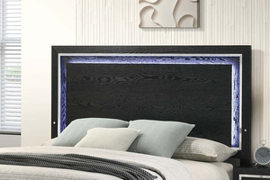 Modern Style <b>Queen</b> <b>Size</b> <b>Bed</b> Built in LED Lights Medium Density Black Finish Bedroom Furniture - Product Image 2