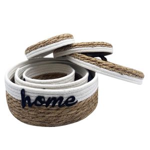 Ensemble de 3 paniers ronds empilables en corde avec couvercles, contenants de rangement pour la décoration de la maison, 16x7 cm, 20x9 cm, 25x10 cm - Product Image 4