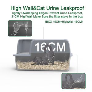 Bac à litière <span class=keywords><strong>pour</strong></span> chat en acier inoxydable avec clôture en plastique et <span class=keywords><strong>marchepied</strong></span> 600x405x310mm Capacité 20L Durable et facile à nettoyer - Product Image 2