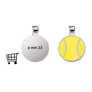 Ciondolo a Forma di Palla da Tennis 23mm Rotondo in Argento per Creazione di Gioielli - Product Image 1
