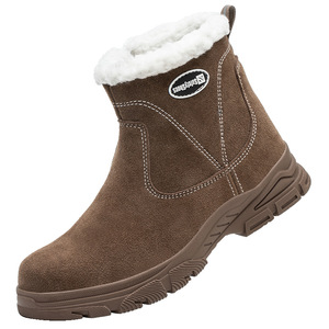 Men's Winter Work Boots Suede Steel Toe Plush Lined Anti Impact Construction Safety Shoes - Product Image 1