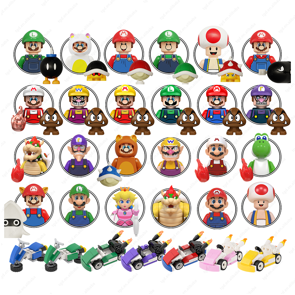 Mario Bros Super Mario Kinopio Wario Luigi Koopa Waluigi Yoshi Princesa Peach Blocos de Construção Educacional Plástico Crianças Mini Brinquedos