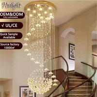 Lustre cascade long en or sur mesure pour grand hôtel, grand lustre d'escalier LED suspendu, moderne, en cristal, inspecté QC