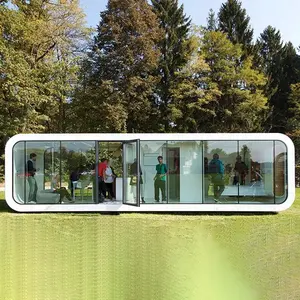 Açık Modern popüler prefabrik ev küçük ev mobil çalışma evi ofis Pod 20ft Apple kabin