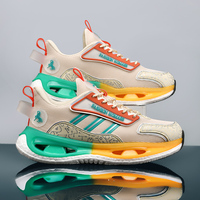 Chaussures de sport en maille d'été haut de gamme pour hommes, à lacets, respirantes, absorbant les chocs, semelle épaisse pour la marche et la course.