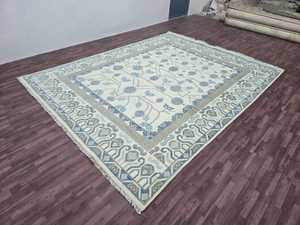 Utilisation à la maison et à l'exercice pour la main moderne 5x8 6x9 10x12 tapis en laine bleu clair Oushak Design taille personnalisable - Product Image 5