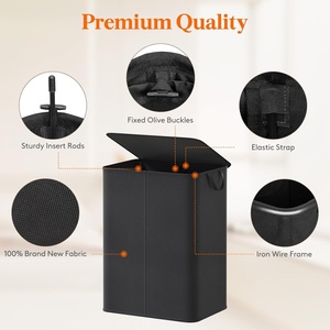 Nouveaux paniers à <span class=keywords><strong>linge</strong></span> doubles de 120 L avec couvercle et design détachable pour le <span class=keywords><strong>rangement</strong></span> des vêtements dans la chambre et la salle de bain - Product Image 5