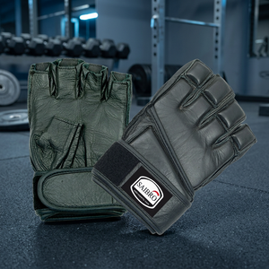 Gants d'entraînement en cuir SAIBRO à demi-doigts avec fermeture Velcro au poignet pour adultes pratiquant les arts martiaux - Product Image 4