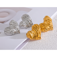 JINYOU 2504 acier inoxydable coeur amour grandes boucles d'oreilles pour les femmes prévenir les allergies or argent romantique Texture personnelle bijoux