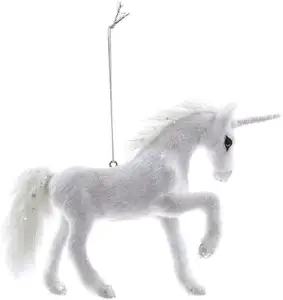 Trắng Pegasus Trang Trí Màu Trắng Sang Trọng Lấp Lánh Unicorn Giáng Sinh Trang Trí Trẻ Em Đồ Chơi Quà Tặng Cho Cô Gái