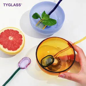 Tigela e copo de vidro borossilicato colorido para sorvete de frutas estilo moderno criatividade colorido em oferta