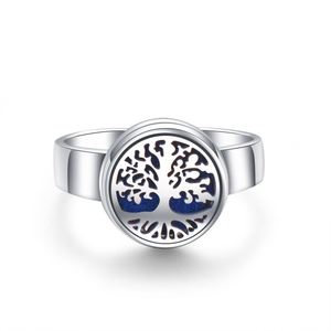 Anillo Difusor de Aromaterapia de Acero Inoxidable y Titanio, Resistente a la Decoloración, con Diseño de Árbol de la Vida, para Mujer - Product Image 1