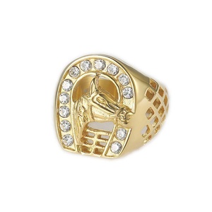 Fashion Latest Designs Gold Plated CZ Horse Head Man <b>Rings</b> <b>Spinner</b> <b>Ring</b> with Cuban Chain <b>Silver</b> Color,<b>silver</b> Plated XR Jewelry - Product Image 3