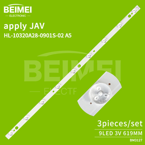 แถบไฟ LED แบ็คไลท์สำหรับทีวี A5 HL-10320A28-0901S-02แถบ LED แถบไฟ LED สำหรับทีวี LED32HD32 <span class=keywords><strong>JAV</strong></span> 9LED 3V 619มม. 3ชิ้น/เซ็ต - Product Image 2