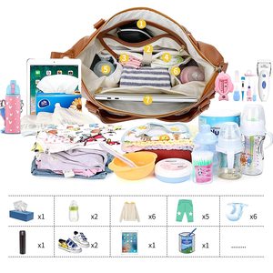 Bolsa de pañales de viaje para bebé, bolso de lujo de cuero pu, <span class=keywords><strong>mochila</strong></span> de mamá premium, bolsas de mano para pañales de guardería - Product Image 5