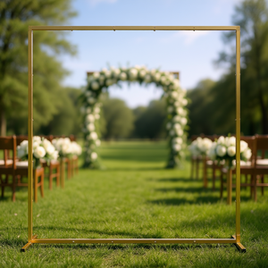 ฉากหลังโค้งโลหะสีทอง ขนาด 6.6 ฟุต รูปทรงสี่เหลี่ยม ประกอบง่าย สำหรับตกแต่งพิธีแต่งงาน - Product Image 2