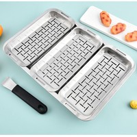 Panier de cuisson 3-en-1 en acier inoxydable pour poisson et légumes, facile à nettoyer, portable pour barbecue et service alimentaire