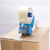 Distributeur de ruban adhésif de bureau multi-rouleaux personnalisé pour emballage (cellophane/OPP/papier) avec coupe-ruban, options rouge/bleu, construction en plastique et acier, logo personnalisé