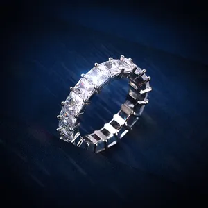 Anel cubano, anel hip hop mulher personalizado moissanite baguette corte redondo laboratório diamante zircão homens 18k ouro banhado a gelo fora anel cubano
