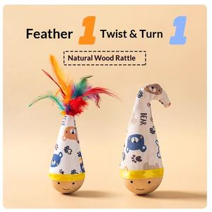 Jouet interactif amusant pour chat d'intérieur : Jouet à plumes auto-rotatives, jouet <span class=keywords><strong>anti</strong></span>-ennui pour chatons et chats, fournitures essentielles - Product Image 3