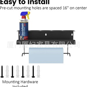 Bottle And Jar Storage <b>Rack</b> Black Wall Mounted Shelf With Toilet Paper Holder Multi Function <b>Kitchen</b> Organizer 6-7.9in Height - Product Image 3