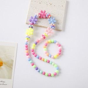 Childrens Necklace And <b>Bracelet</b> <b>Set</b> Colorful Acrylic Flower Jewelry For Girls Gift - Product Image 2