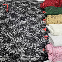Tissu en tulle lourd de haute qualité, multicolore, noble, élégant et luxueux, avec dentelle, sequins et perles florales pour vêtements de mariage 2026