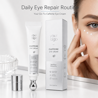 Crème Contour des Yeux Douce Anti-Âge à la Caféine, Anti-Cernes, Éclaircissante, Apaisante et Rafraîchissante, Lissant les Ridules