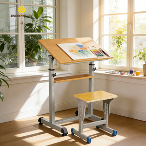 <span class=keywords><strong>Table</strong></span> à <span class=keywords><strong>dessin</strong></span> convertible en bois ergonomique simple et moderne avec réglage manuel de la hauteur pour l'école et la salle de <span class=keywords><strong>dessin</strong></span> - Product Image 1