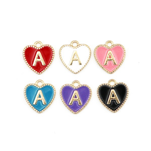 Abalorios de joyería con letras inglesas en forma de corazón, aleación de zinc, accesorios para hacer collares DIY, 26 letras, colgantes para manualidades. - Product Image 2