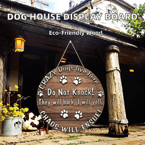 Tableau <span class=keywords><strong>d</strong></span>'affichage <span class=keywords><strong>en</strong></span> bois créatif Numéro de maison unique pour <span class=keywords><strong>la</strong></span> <span class=keywords><strong>d</strong></span>écoration de <span class=keywords><strong>la</strong></span> maison Chien fou vivant <span class=keywords><strong>ici</strong></span> Tenture murale Fête des pères Noël - Product Image 4