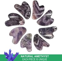 Outil de massage Gua Sha en jade naturel et améthyste - Pierre de massage pour le visage et le corps, blanchiment et soins SPA