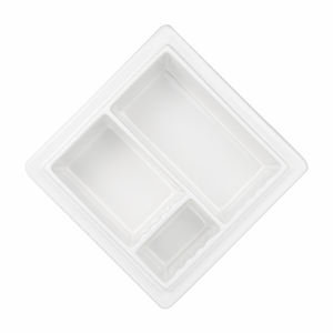 رف استحمام سيراميكي مدمج بثلاثة أقسام لحفظ الشامبو. سهل التركيب، سهل التنظيف، صحي، لا يصدأ ولا يسبب تكون العفن الأسود - Product Image 6