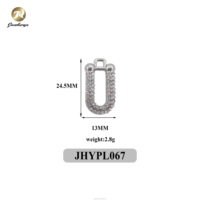 Tirette de fermeture éclair en métal plaqué argent en forme de U, incrustée de strass et de cristaux, avec logo personnalisé, pour sacs à main et accessoires vestimentaires