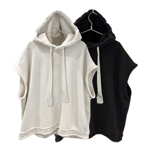 Hooded Sleeveless Pullover <b>Polyester</b> T-shirt Men's Solid Color Summer Fashion Trendy All-Match Casual Loose Design <b>Tshirt</b> Men - Product Image 1