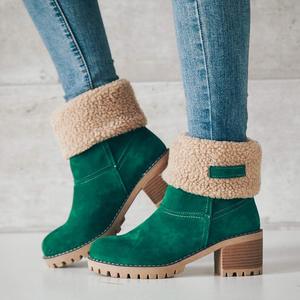 <span class=keywords><strong>Bottines</strong></span> d'hiver pour femmes confortables sans lacet mi-talon daim fausse fourrure doublure hauteur augmentant les <span class=keywords><strong>chaussures</strong></span> de plein air chaudes - Product Image 5