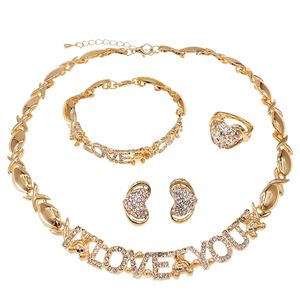 Yulaili mode bijoux baiser et câlin ensembles de bijoux plaqué or femmes je t'aime conception Costume accessoires cadeau de fête d'anniversaire - Product Image 4
